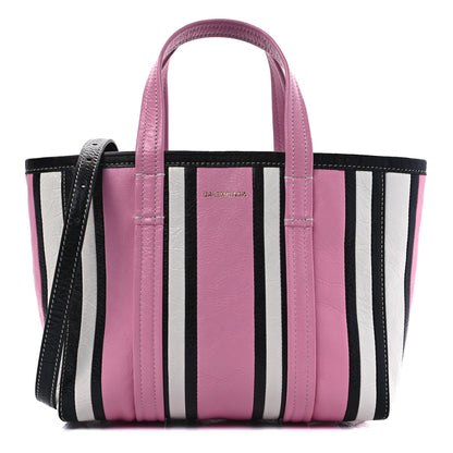 Balenciaga Agneau Arena Striped Small Barbes East West Shopper Candy Pink Black 1 of 9