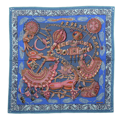 Hermes Cashmere Silk Zenobie Reine De Palmyre Shawl 140 Turquoise Rose Gris Bleuete 1 of 4