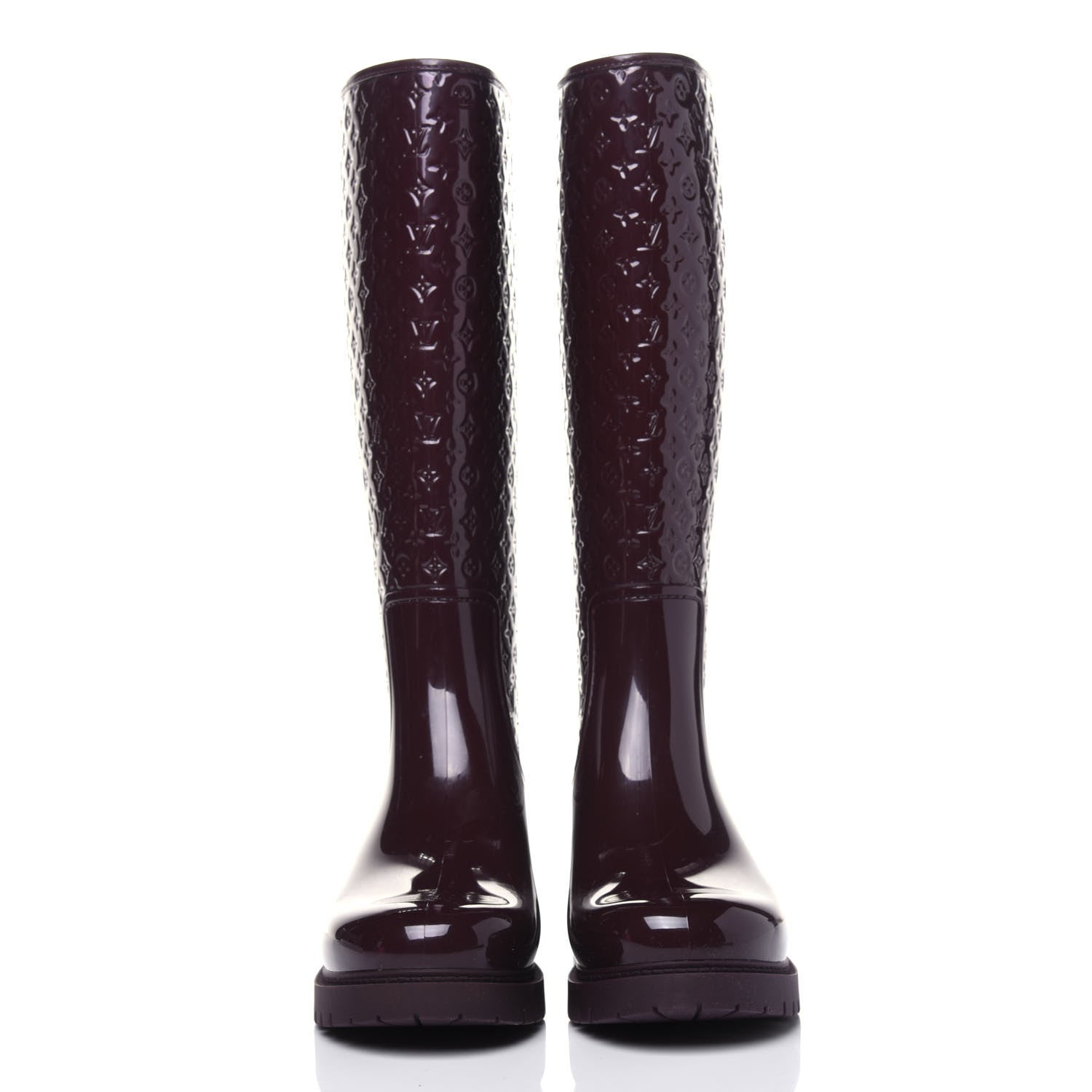 Louis Vuitton Rubber Embossed Monogram Splash Rain Boots 37 Burgundy 2 of 9