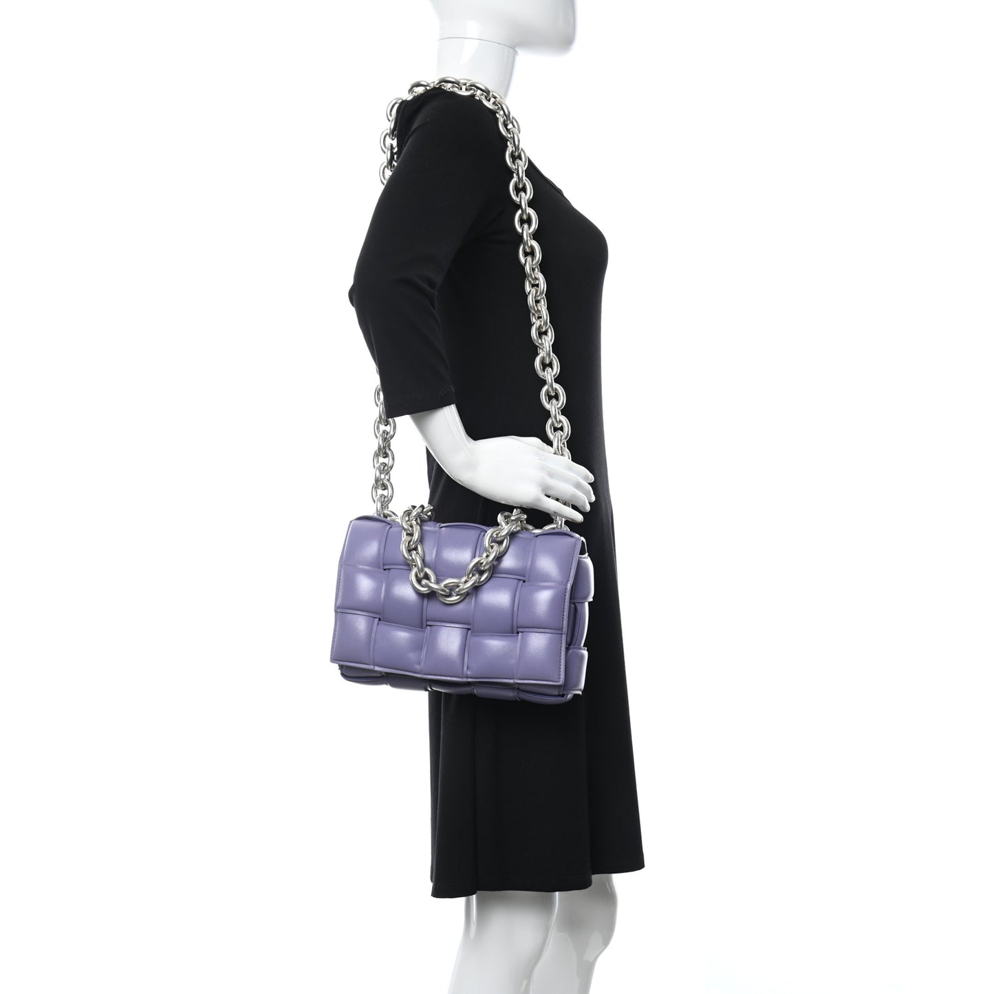 Lambskin Maxi Intreccio Padded Chain Cassette Crossbody Bag Lavender