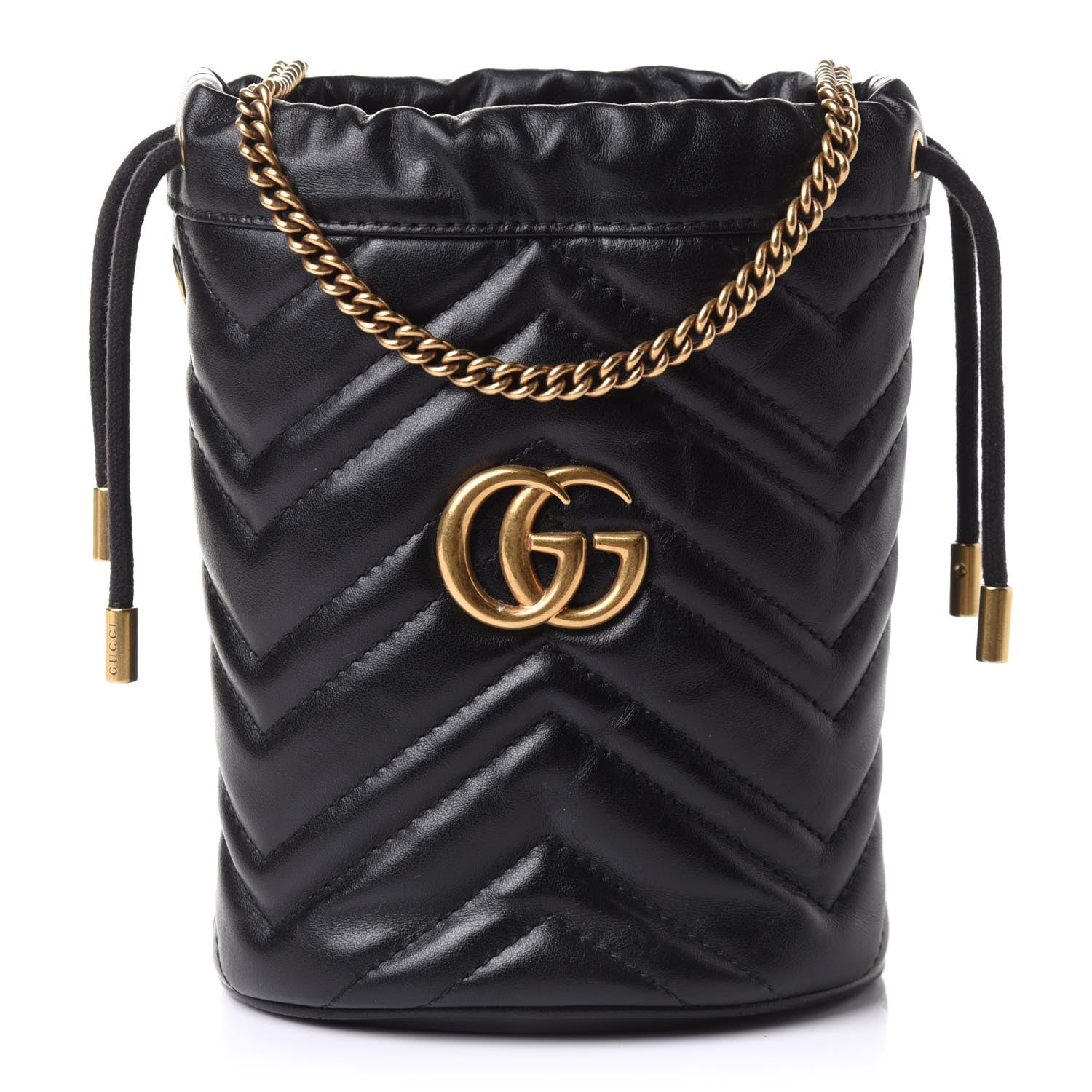 Gucci Calfskin Matelasse Mini GG Marmont 2.0 Bucket Bag Black 1 of 10