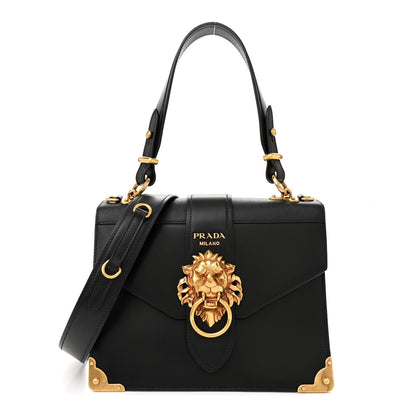 Prada Antic Soft Saffiano Lions Head Cahier Shoulder Bag Black 1 of 14