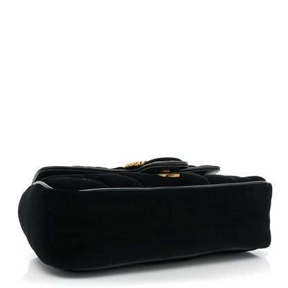 Gucci Velvet Matelasse Double G Studs Small Torchon GG Marmont Shoulder Bag Black 4 of 9