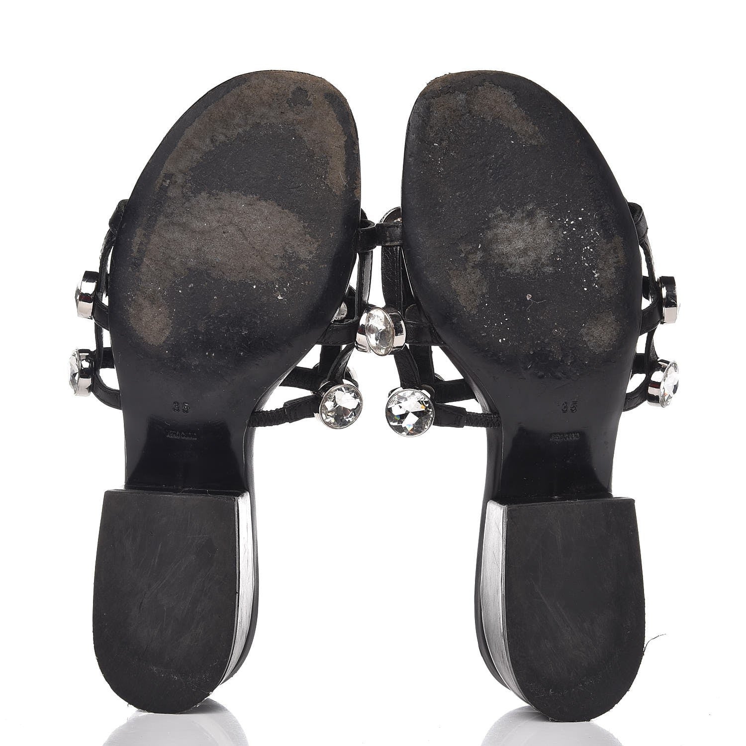 Alexander Wang Calfskin Crystal Embellished Amelia Cut Out Sandals 35 Black 7 of 11