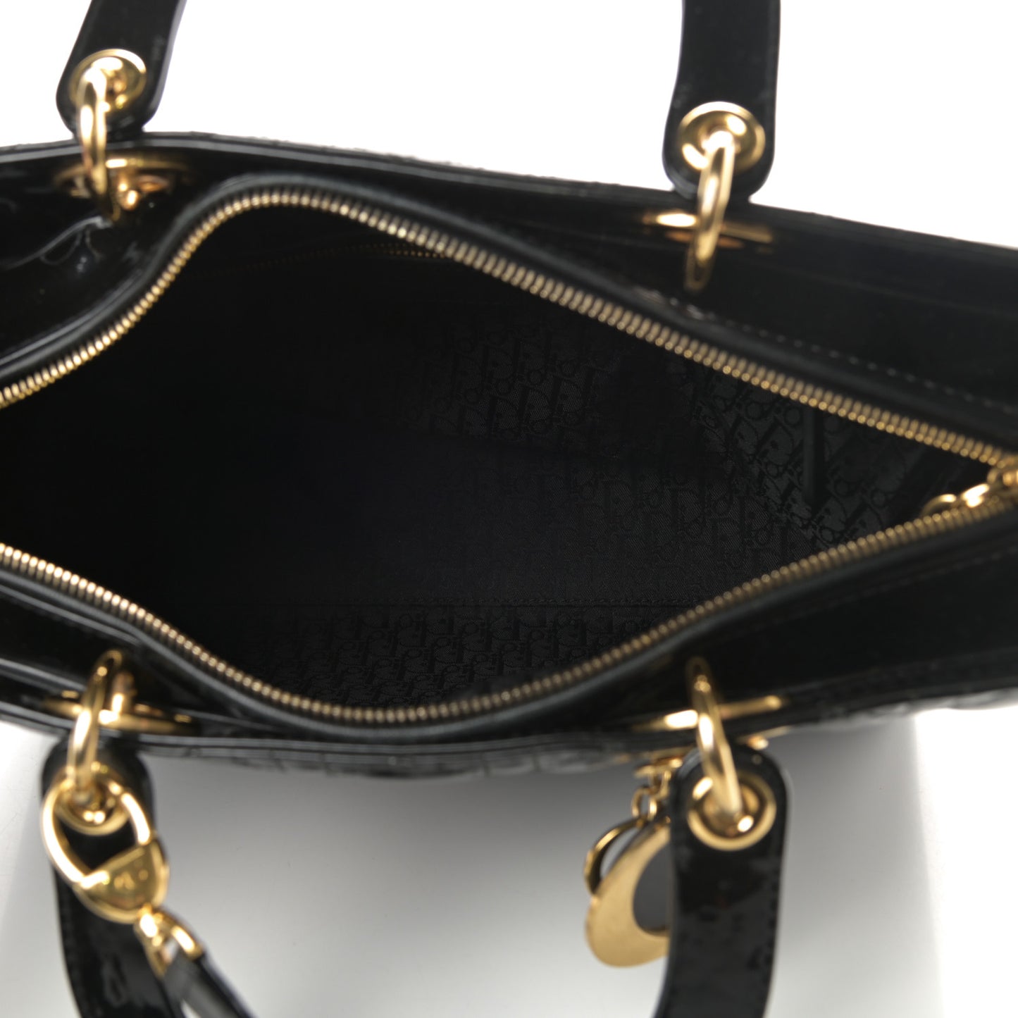 Patent Cannage Large Lady Dior Black