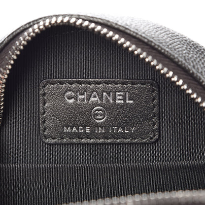 Chanel Metallic Caviar Quilted Round Filigree Crossbody Dark Silver 6 of 8