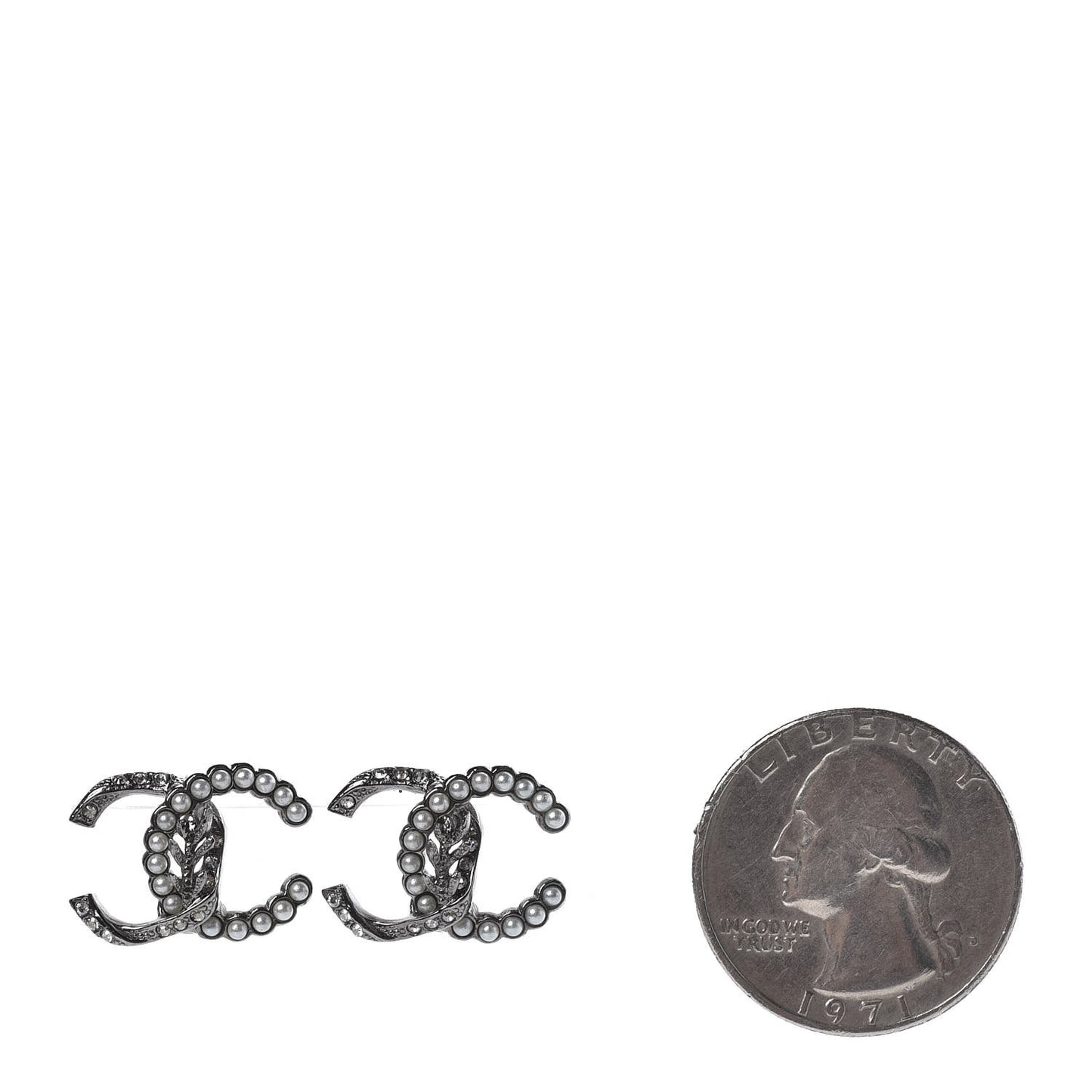 Ruthenium Crystal Pearl CC Earrings