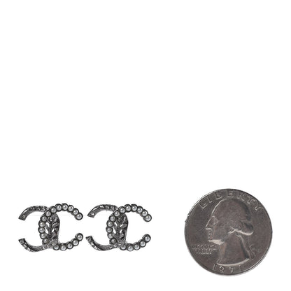Chanel Ruthenium Crystal Pearl CC Earrings 2 of 4