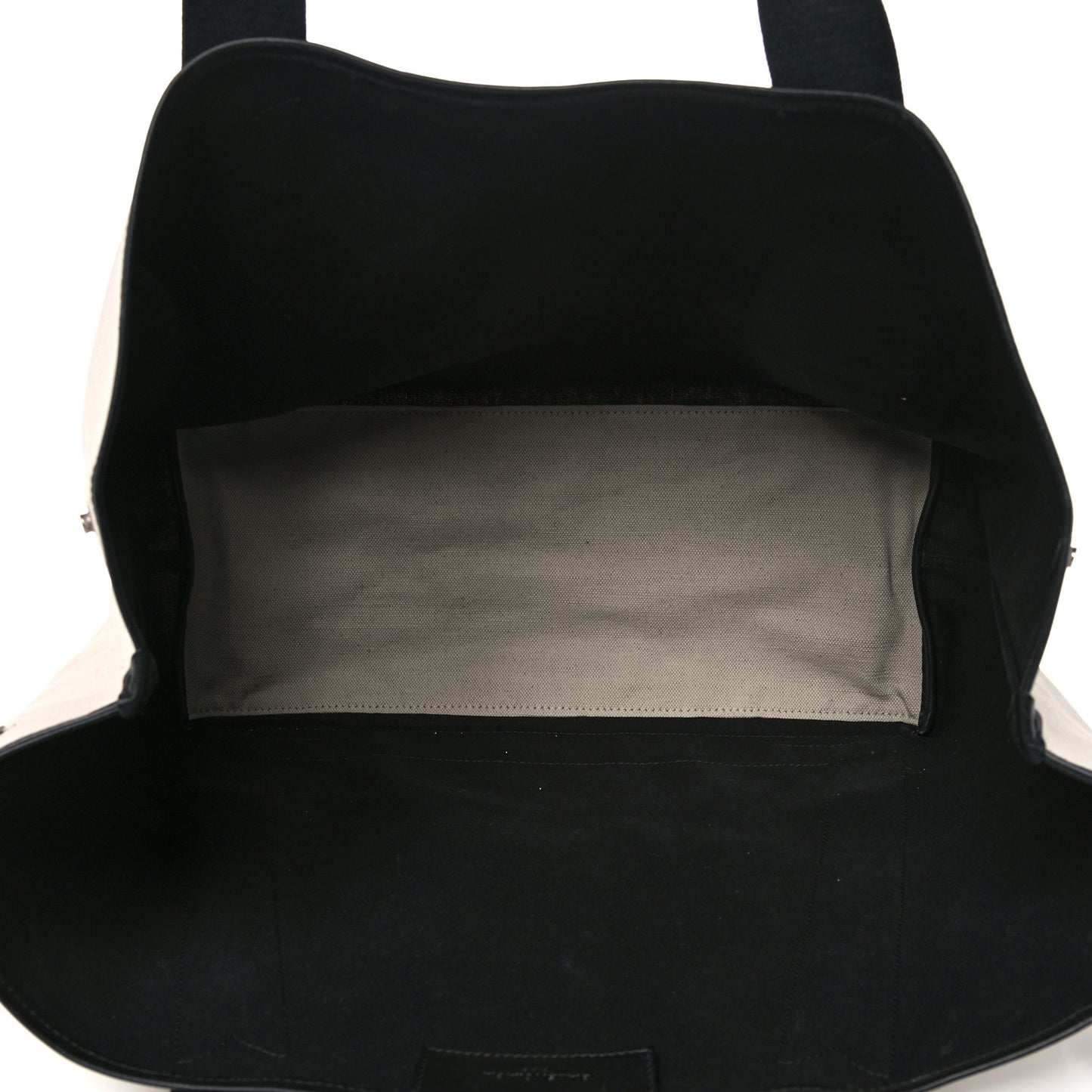Cotton Canvas Calfskin M Navy Cabas Natural Black