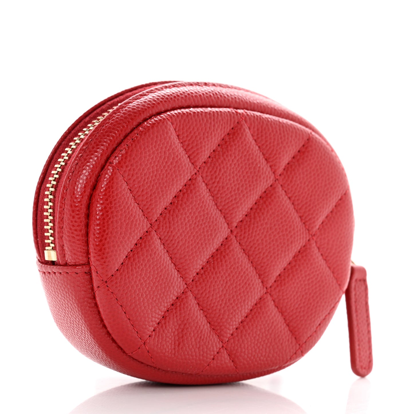 Caviar Quilted Zip Around Classic Coin Purse Red
