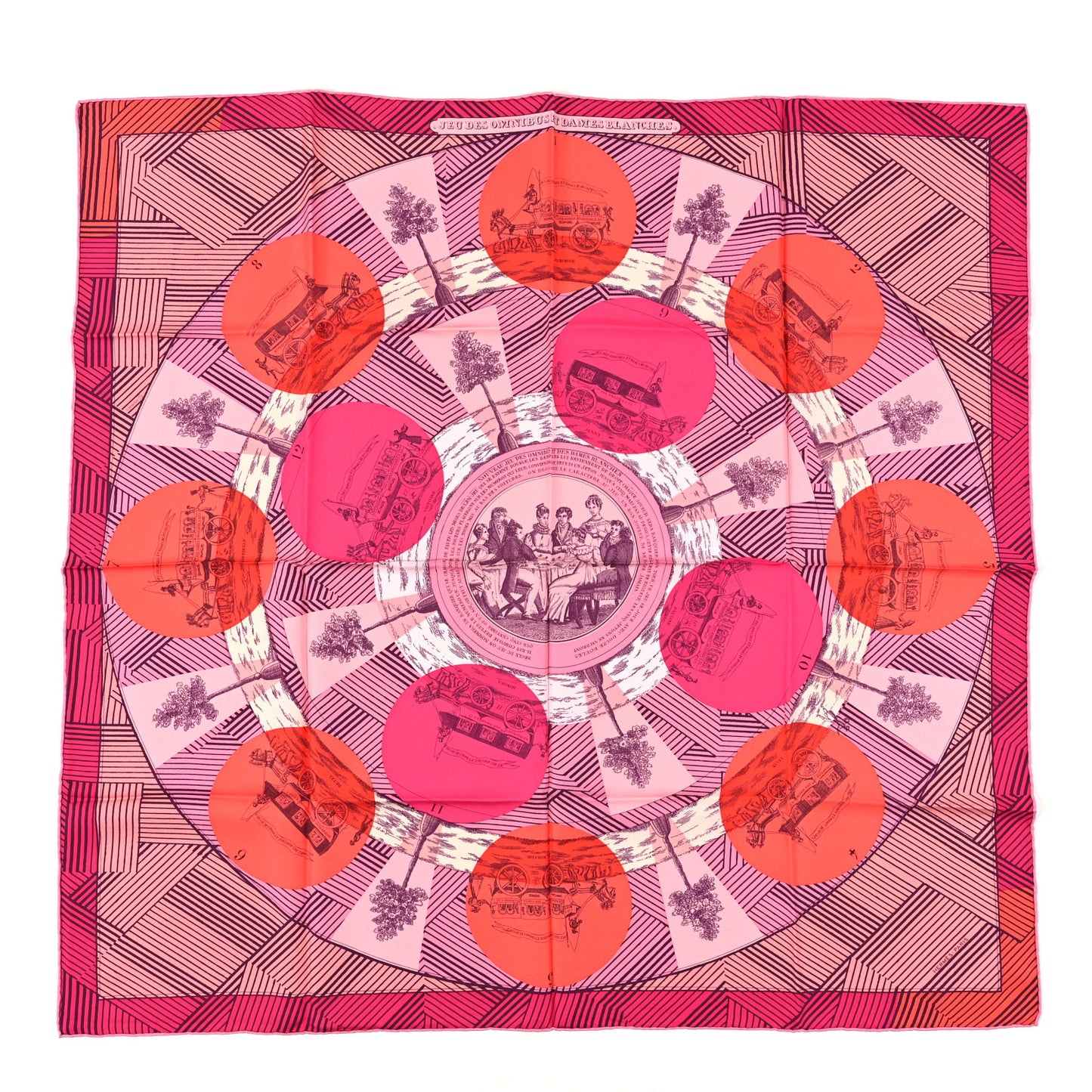Silk Jeu Des Omnibus Remix Scarf 90 Rose Corail Fuchsia