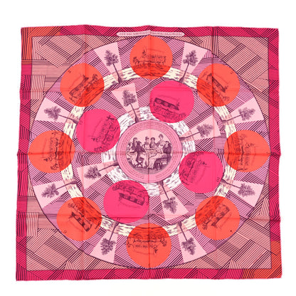 Hermes Silk Jeu Des Omnibus Remix Scarf 90 Rose Corail Fuchsia 1 of 4