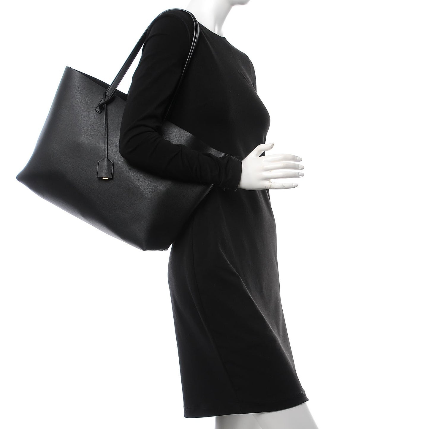 Calfskin Large Shopping Tote Black