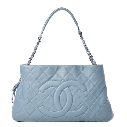 Chanel Caviar Quilted Expandable Zip Shoulder Bag Blue 1 of 10
