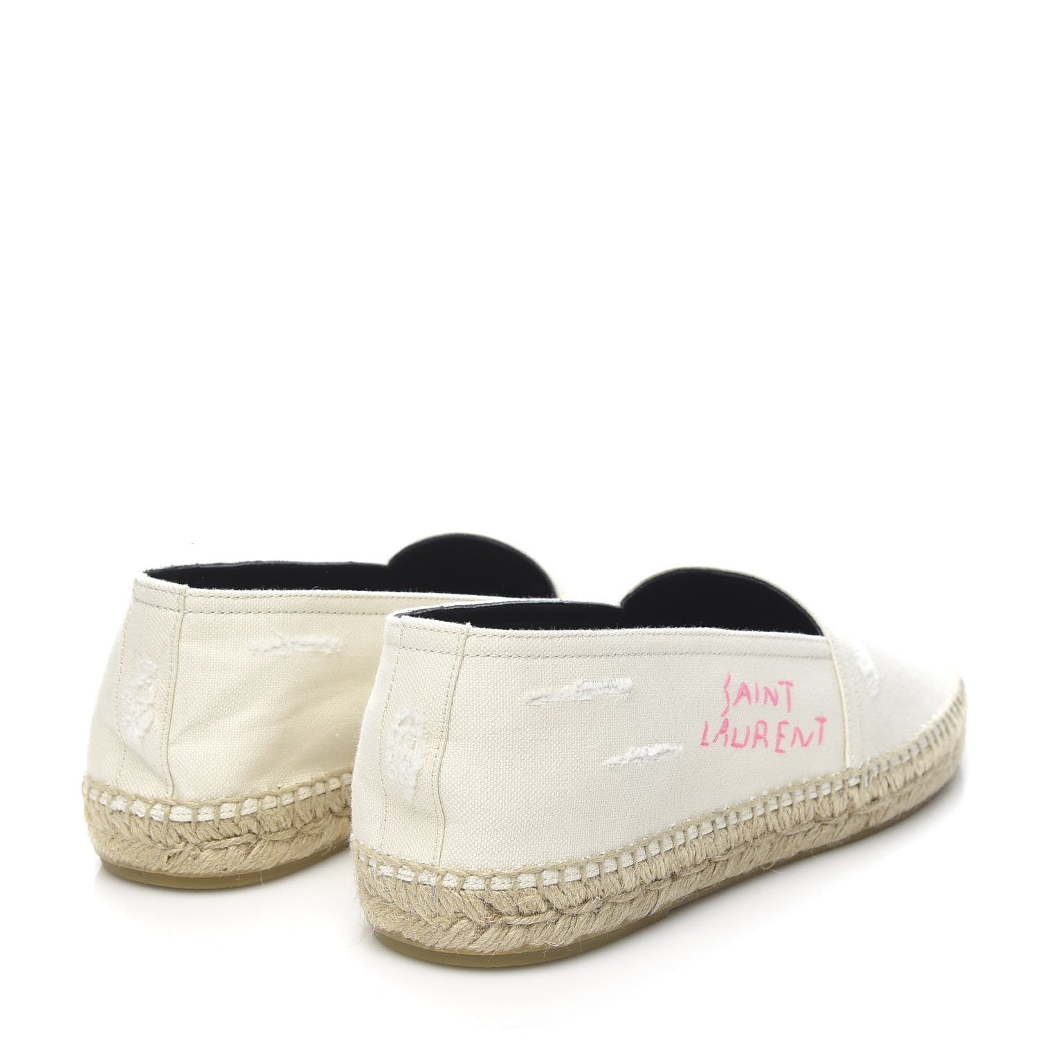 Saint Laurent Canvas Nappa Elba Light Logo Embroidered Espadrilles 41.5 Panna 4 of 9