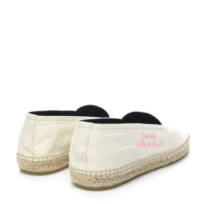 Saint Laurent Canvas Nappa Elba Light Logo Embroidered Espadrilles 41.5 Panna 4 of 9