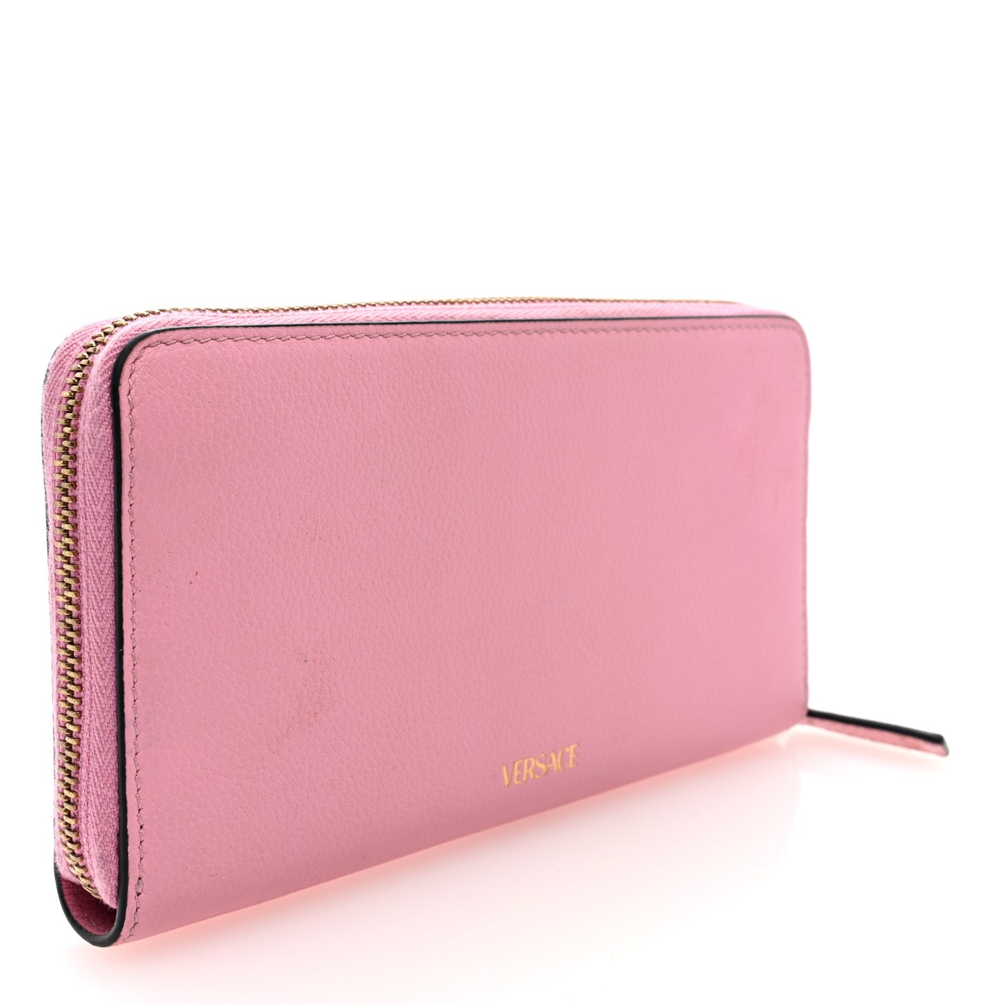 Calfskin Medusa Zip Wallet Pink