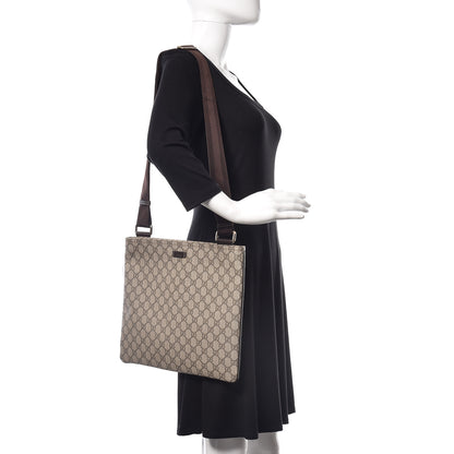 Gucci GG Supreme Monogram Medium Flat Messenger Bag Dark Brown 3 of 10