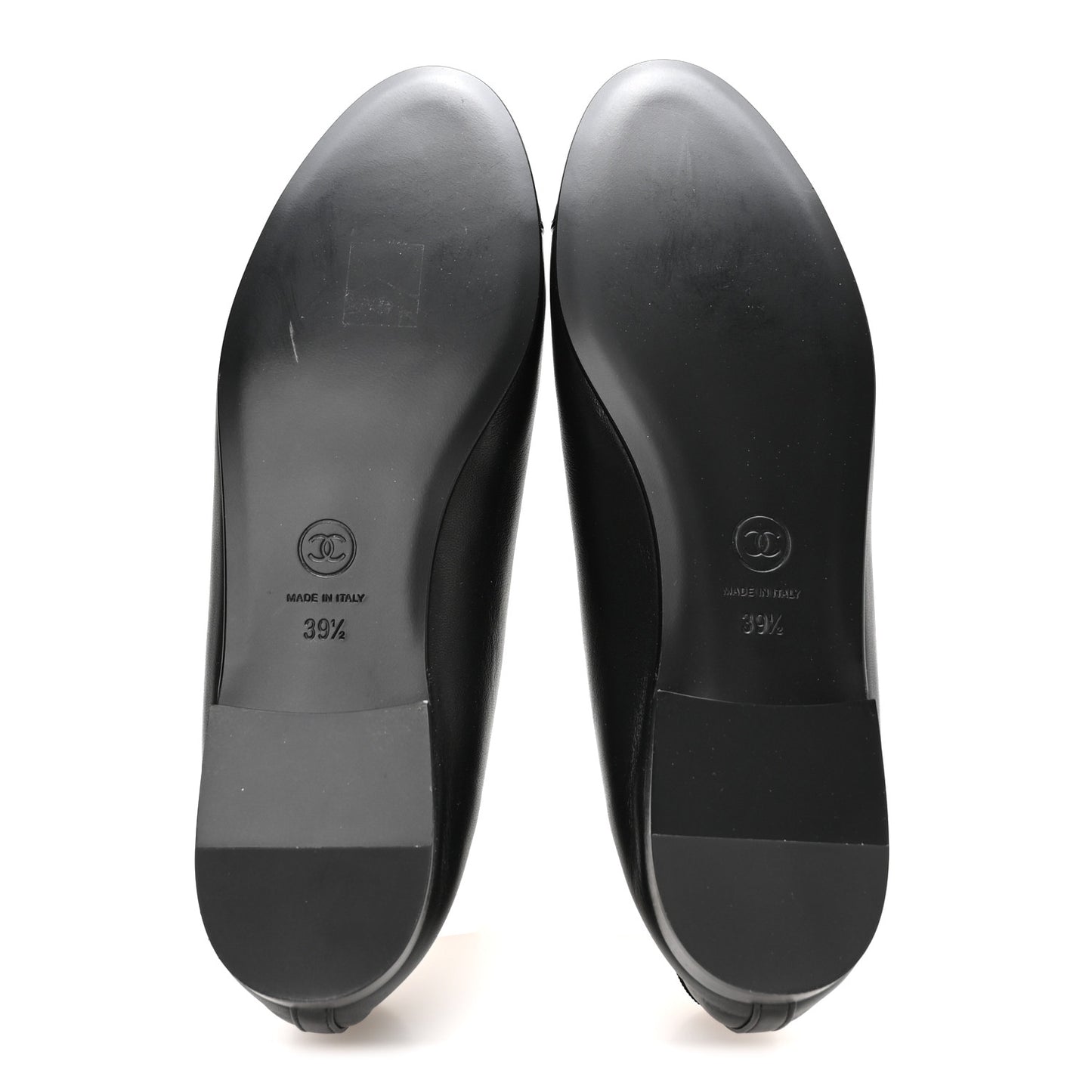 Lambskin Patent Cap Toe Ballerina Flats 39.5 Black