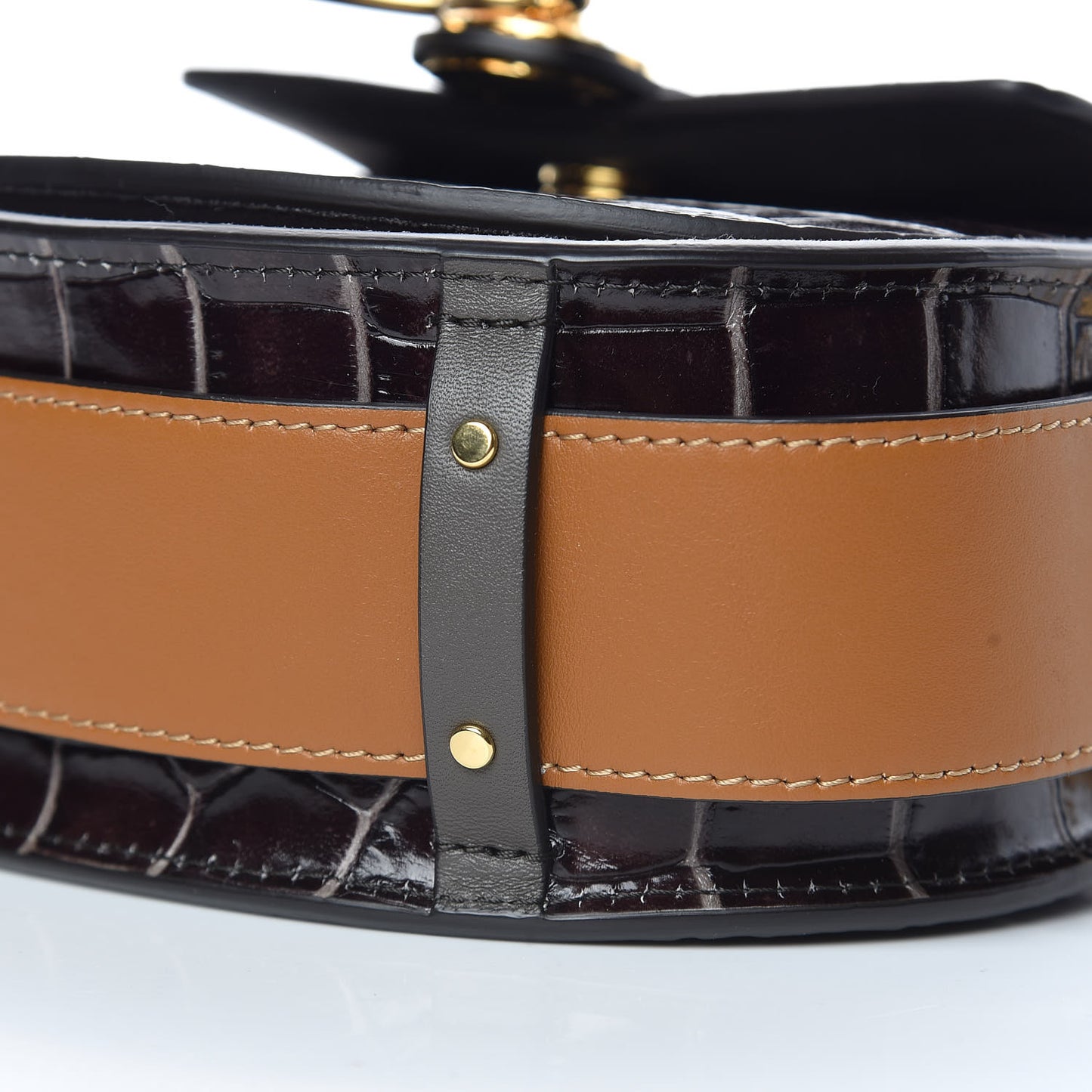 Calfskin Crocodile Embossed Small Tess Bag Profound Brown