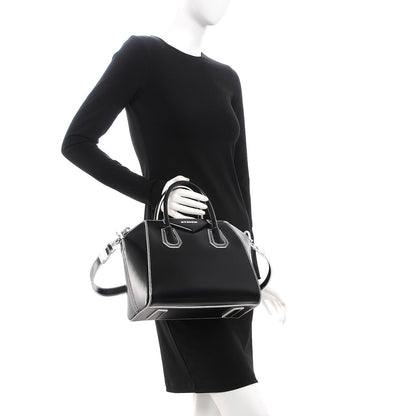 Givenchy Calfskin Contrast Topstitch Small Antigona Black White 3 of 8