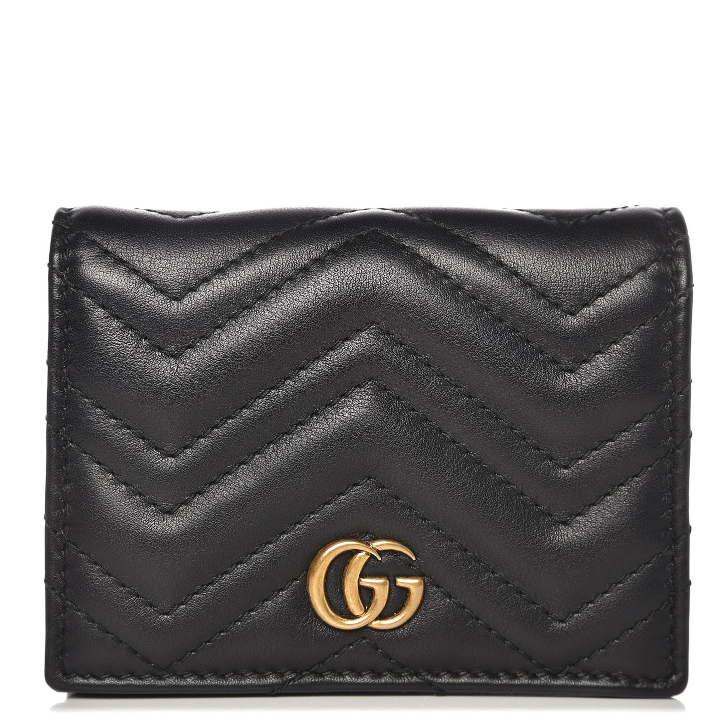 Calfskin Matelasse GG Marmont Card Case Wallet Black