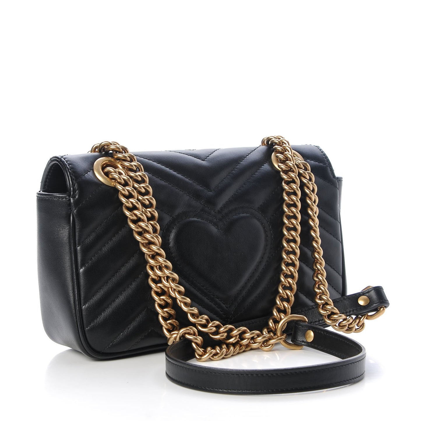Calfskin Matelasse Mini GG Marmont Shoulder Bag Black