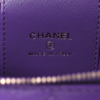 Chanel Lambskin Quilted Top Handle Mini Vanity Case With Chain Purple 6 of 14