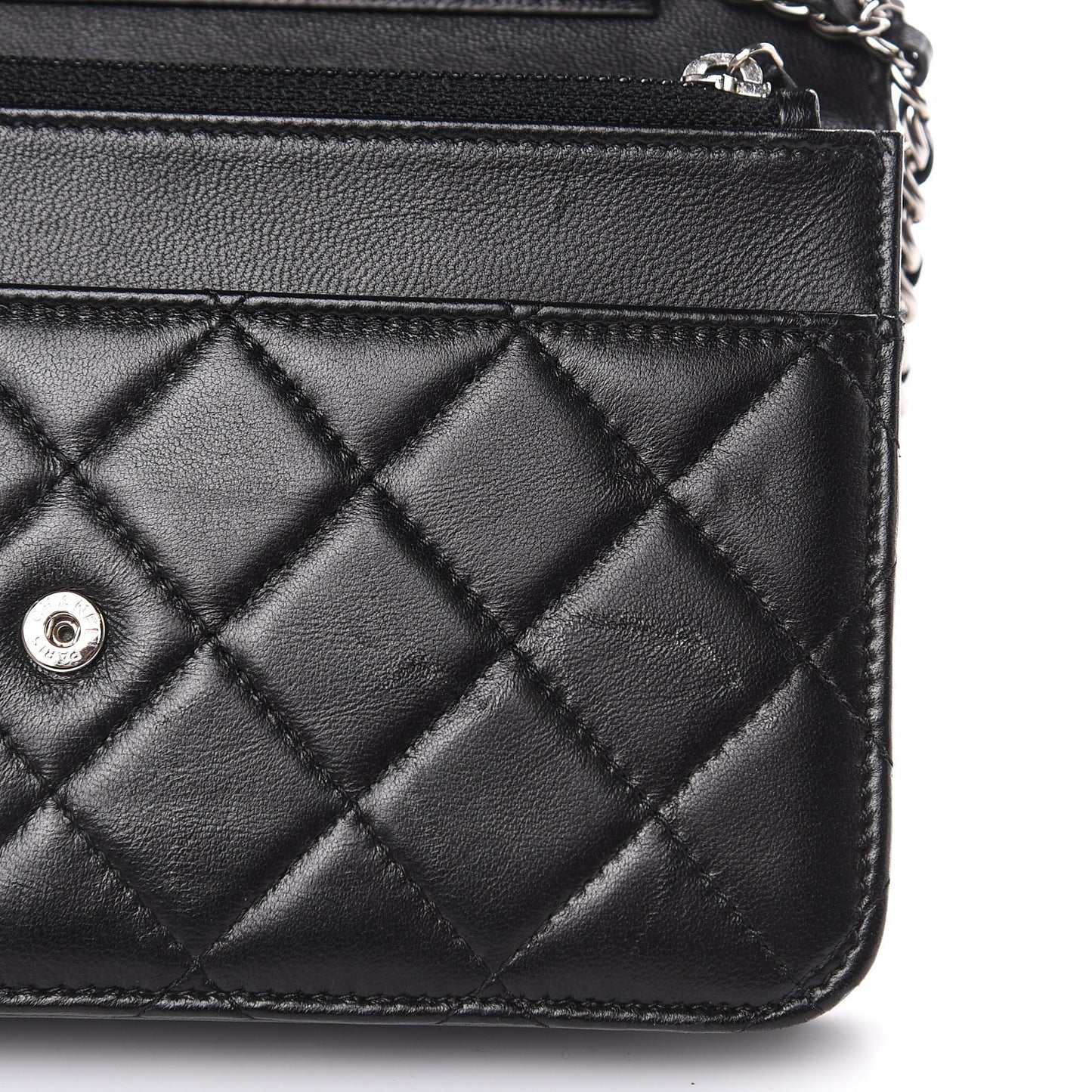 Lambskin Quilted Wallet On Chain WOC Black