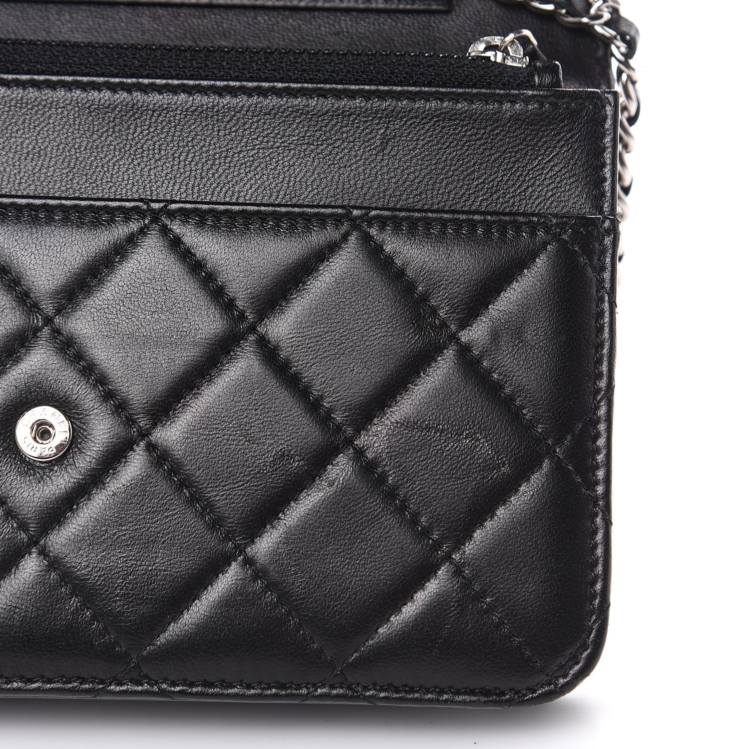 Chanel Lambskin Quilted Wallet On Chain WOC Black 8 of 10