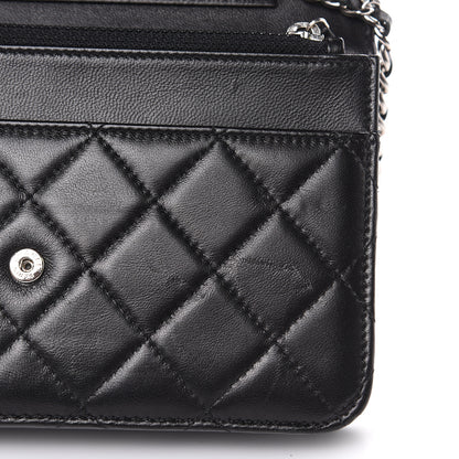 Chanel Lambskin Quilted Wallet On Chain WOC Black 8 of 10