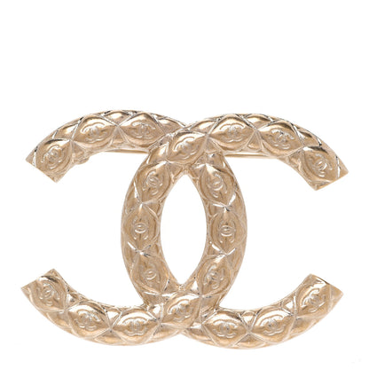 Chanel Metal CC Diamond Quilted Brooch Light Gold 1 of 5