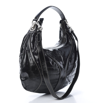 Gucci Patent Calfskin Medium Snow Glam Hobo Black 3 of 15
