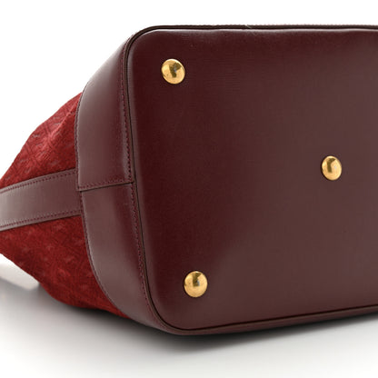 Saint Laurent Suede All-Over Monogram Bucket Bag Burgundy 9 of 10