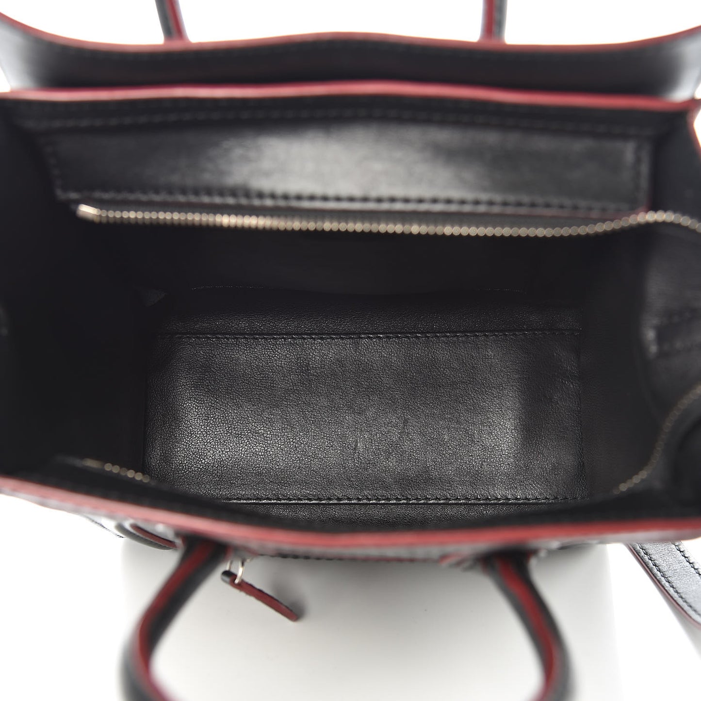 Smooth Calfskin Nano Luggage Black Red