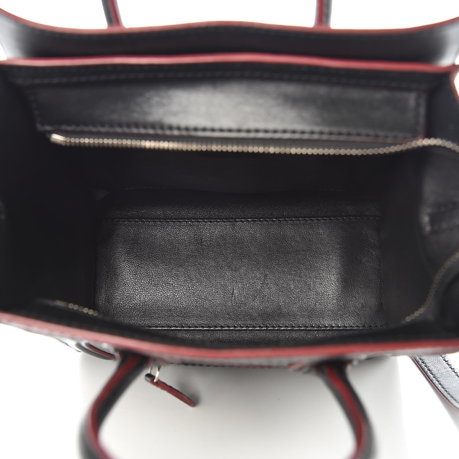 Celine Smooth Calfskin Nano Luggage Black Red 5 of 16