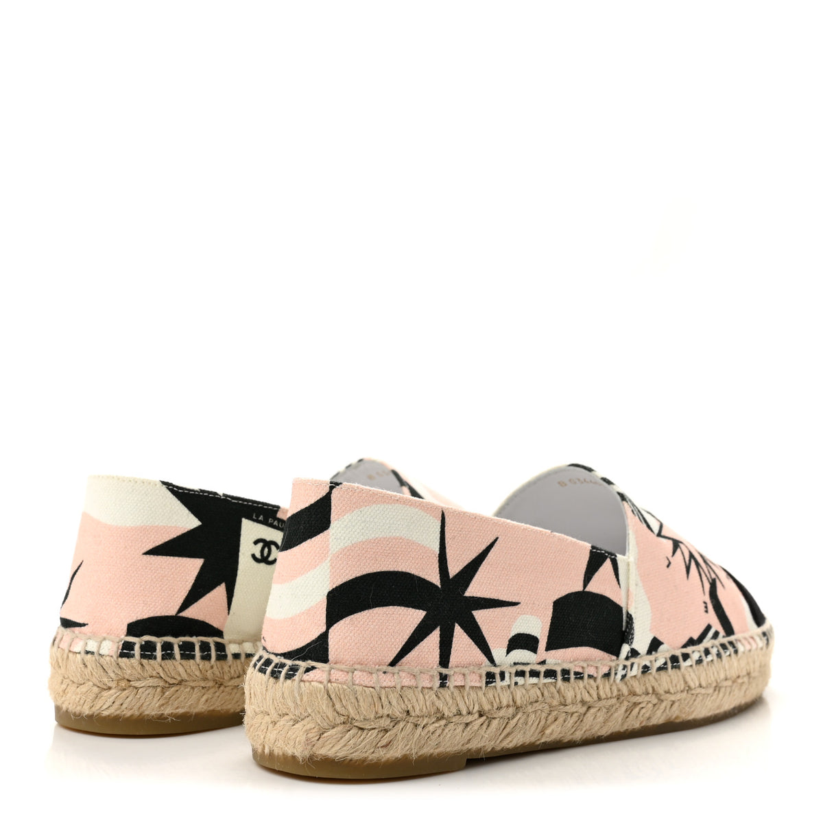 Chanel Fabric CC Espadrilles 38 Pink White Black 5 of 10