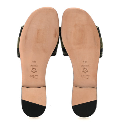 Christian Dior Canvas Union Embroidered Dway Flat Slide Sandals 36.5 Kaki 6 of 10