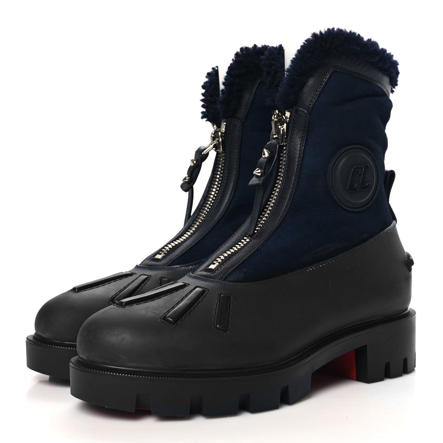 Kid Calfskin Suede Rubber Shearling Glory Duck Flat Boot 37 Black
