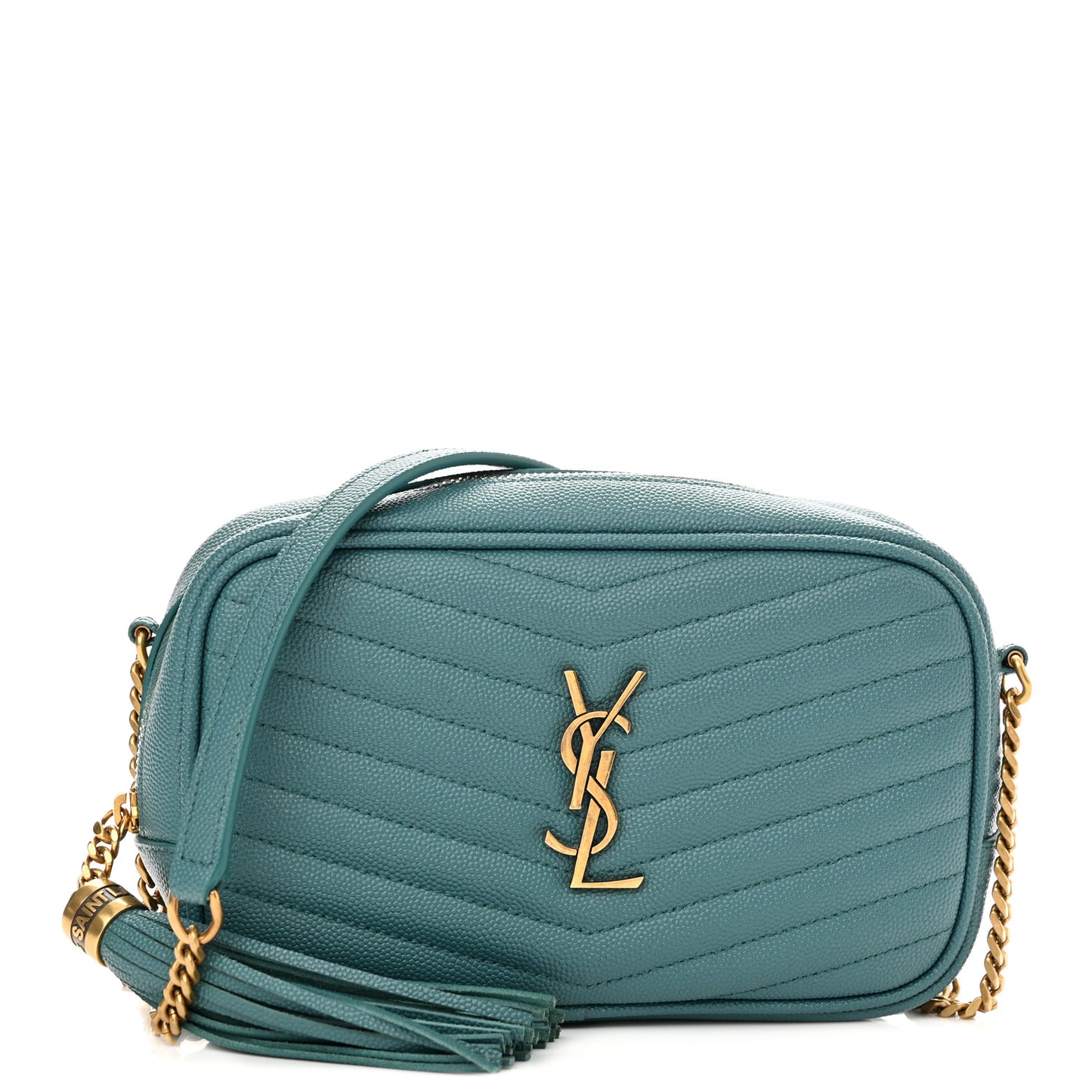 Grain De Poudre Matelasse Monogram Mini Lou Camera Bag Blue Vert