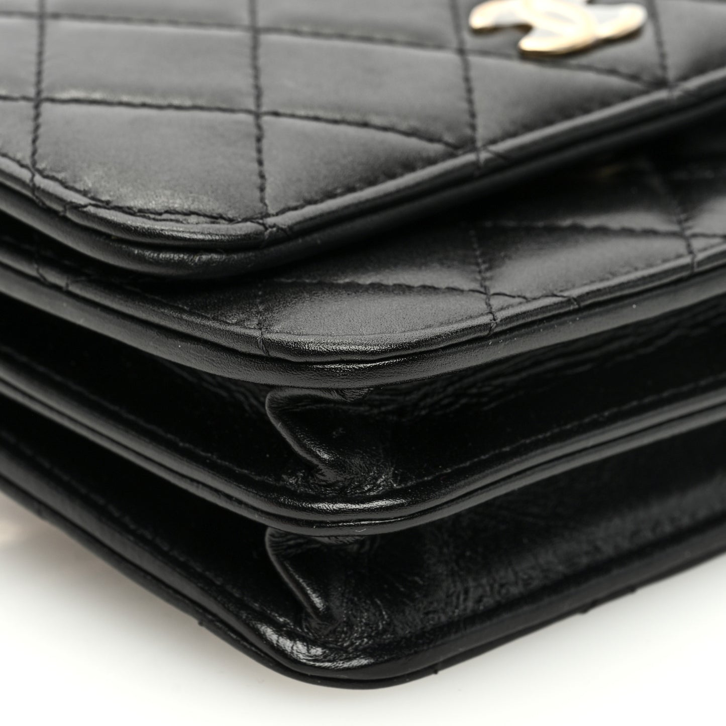 Calfskin Quilted Mini Maxi Pearls Wallet On Chain WOC Black