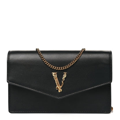 Versace Vitello Virtus Wallet on Chain Black 1 of 9