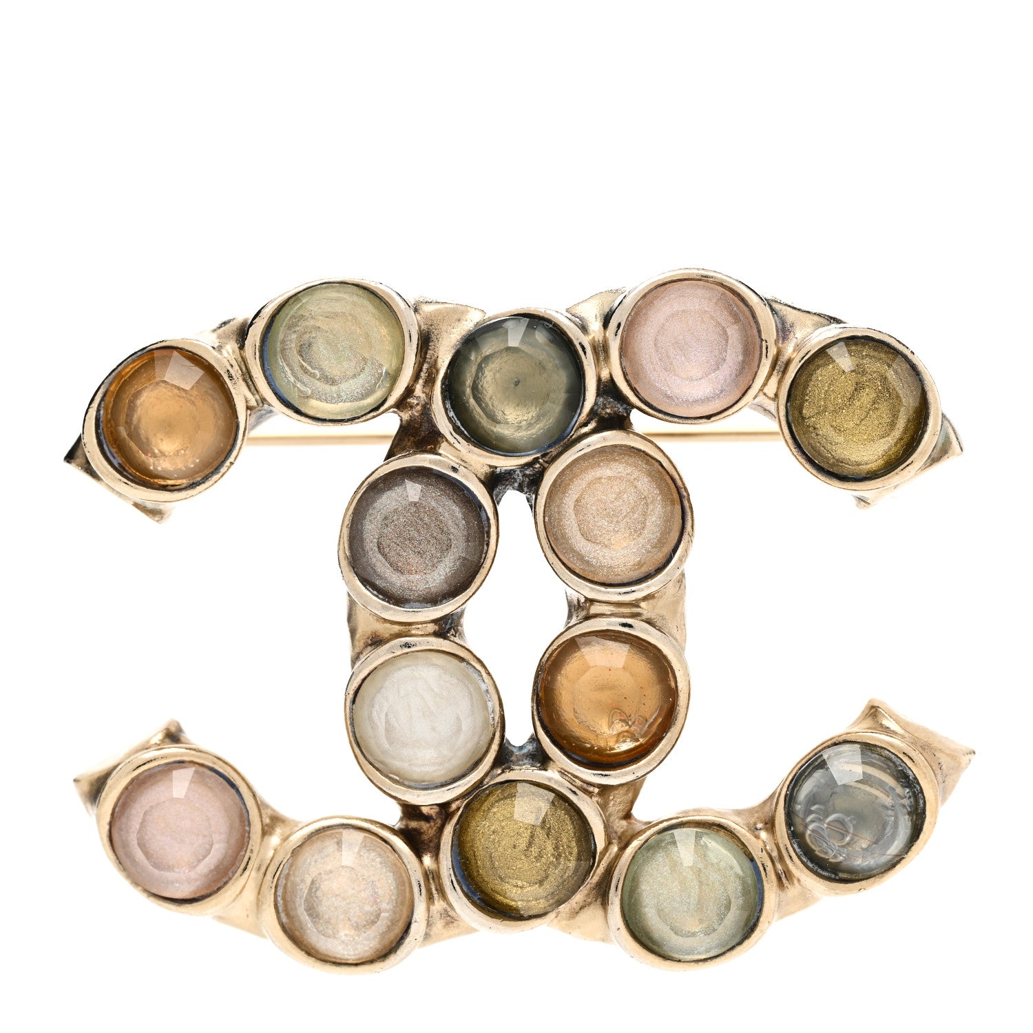 Chanel Poured Glass CC Brooch Gold Multicolor 1 of 4