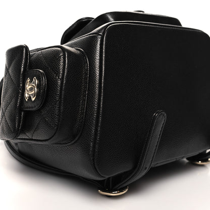 Chanel Shiny Caviar Quilted Small Pockets Drawstring Backpack Black 9 of 10