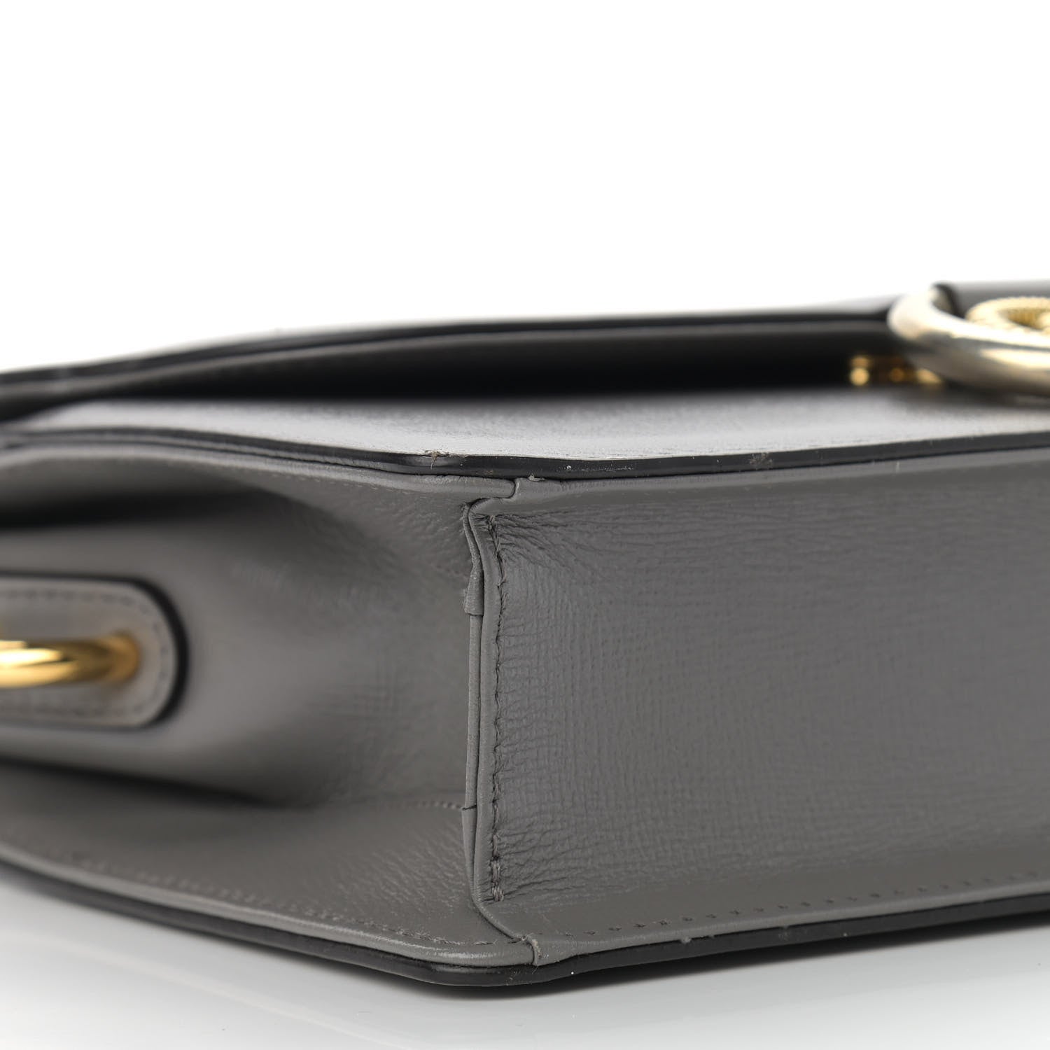 Gucci Textured Calfskin Small Torchon GG Ring Shoulder Bag Dusty Grey 8 of 11