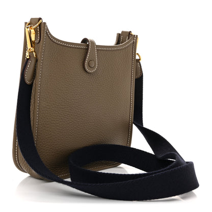 Hermes Taurillon Clemence Amazone Evelyne TPM Etoupe Bleu Indigo 3 of 13
