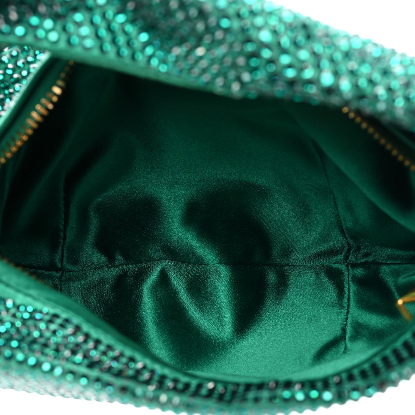 Crystal Embellished Satin Mini Hotfix Jodie Emerald