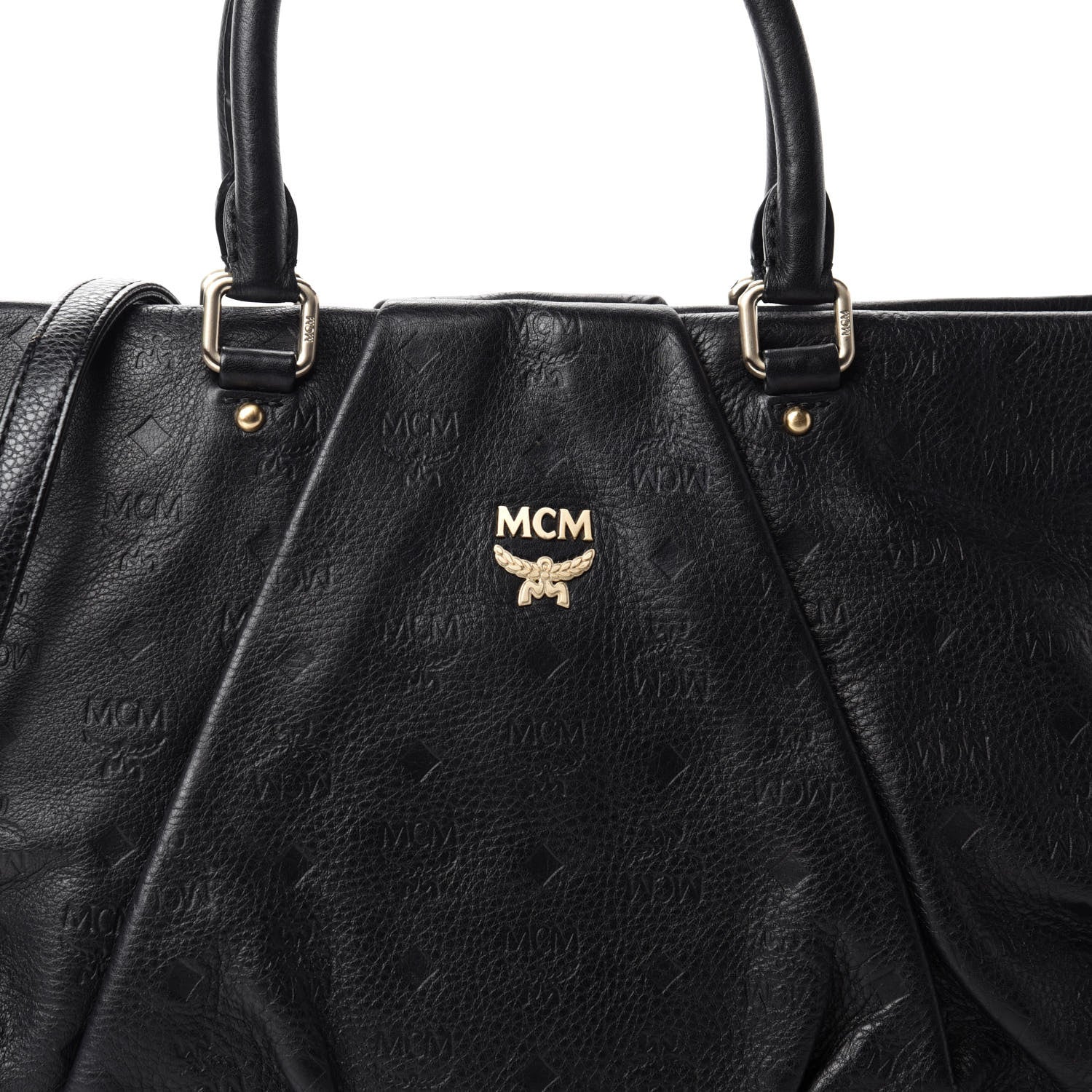 MCM Calfskin Ottomar Monogram Tote Black 14 of 14