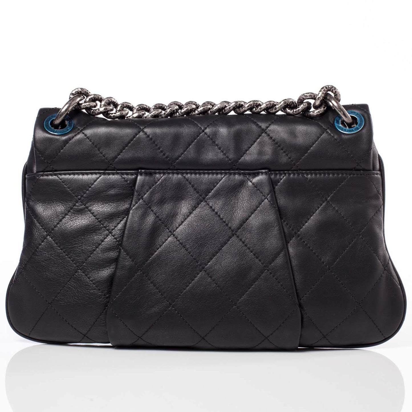 Calfskin Coco Pleats Messenger Flap Black