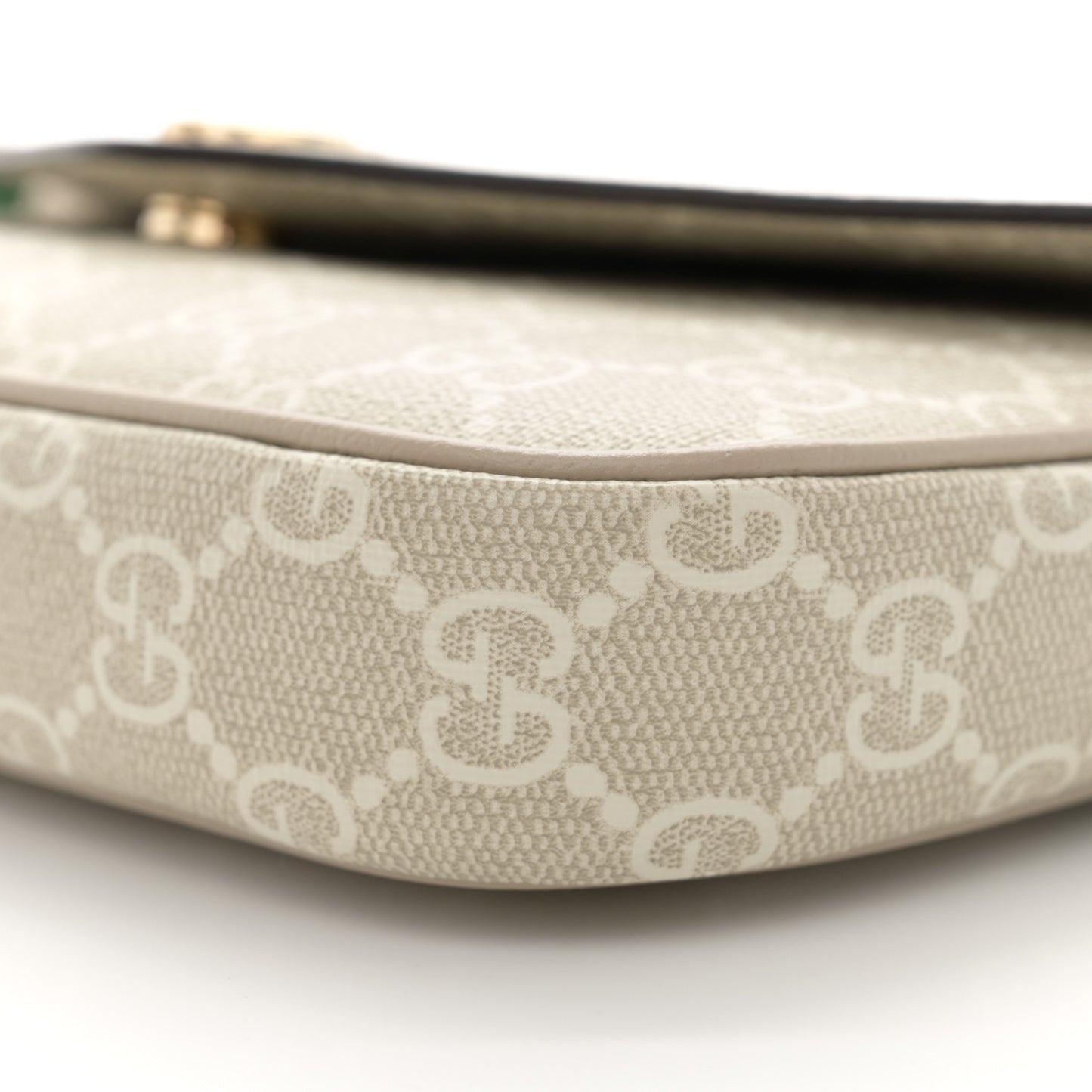 GG Supreme Monogram Textured Dollar Calfskin Web Mini Ophidia Envelope Shoulder Bag Beige Mystic White Oatmeal